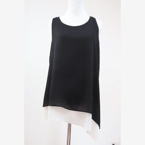Max Studio Women's Size S Asymmetrical Black/Tan Layered Top Shirt Tank Tee